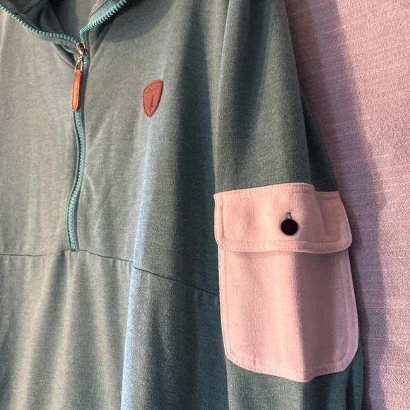 Wanakome Sweatshirt Hooded Pullover 1/2 Zip Long Sleeve Green Women’s Sz XL - Picture 3 of 5